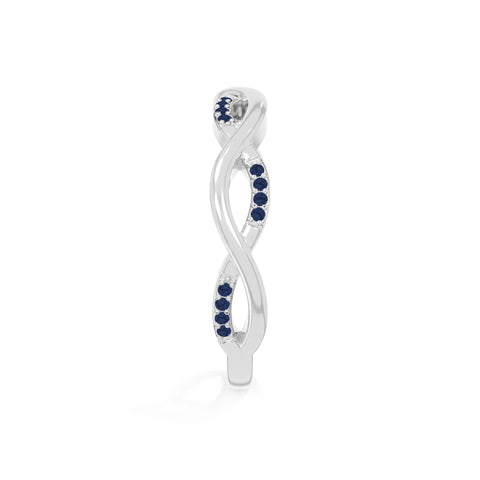 natural blue sapphire twisted wedding band rings in sterling silver 