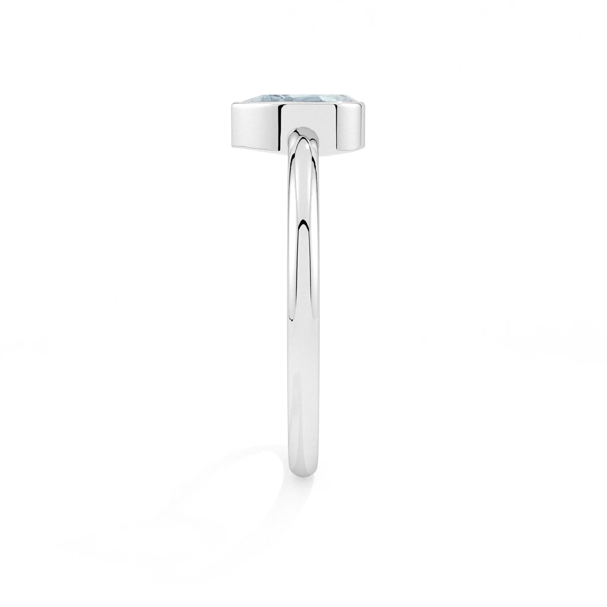 aquamarine pear cut stackable bezel-set ring