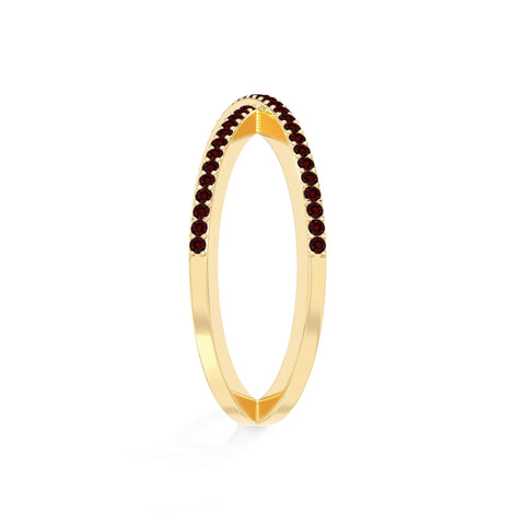 natural garnet criss cross band rings in yellow gold vermeil