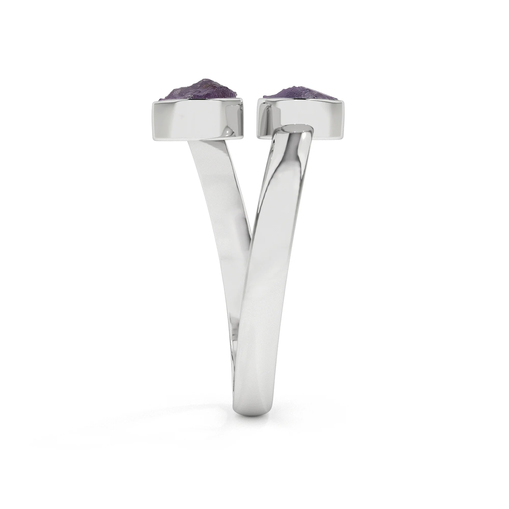 amethyst rough shape stackable bezel-set ring