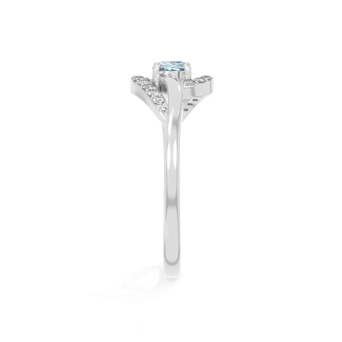 natural aquamarine infinity solitaire rings in sterling silver 