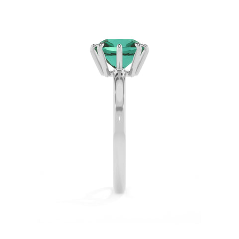 lab-grown emerald cushion solitaire engagement ring