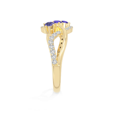 natural tanzanite infinity promise rings in yellow gold vermeil