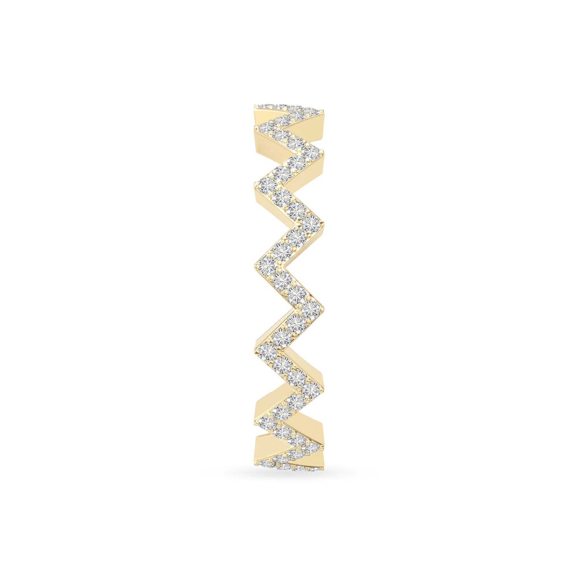 natural moissanite zig-zag wedding band rings in yellow gold vermeil