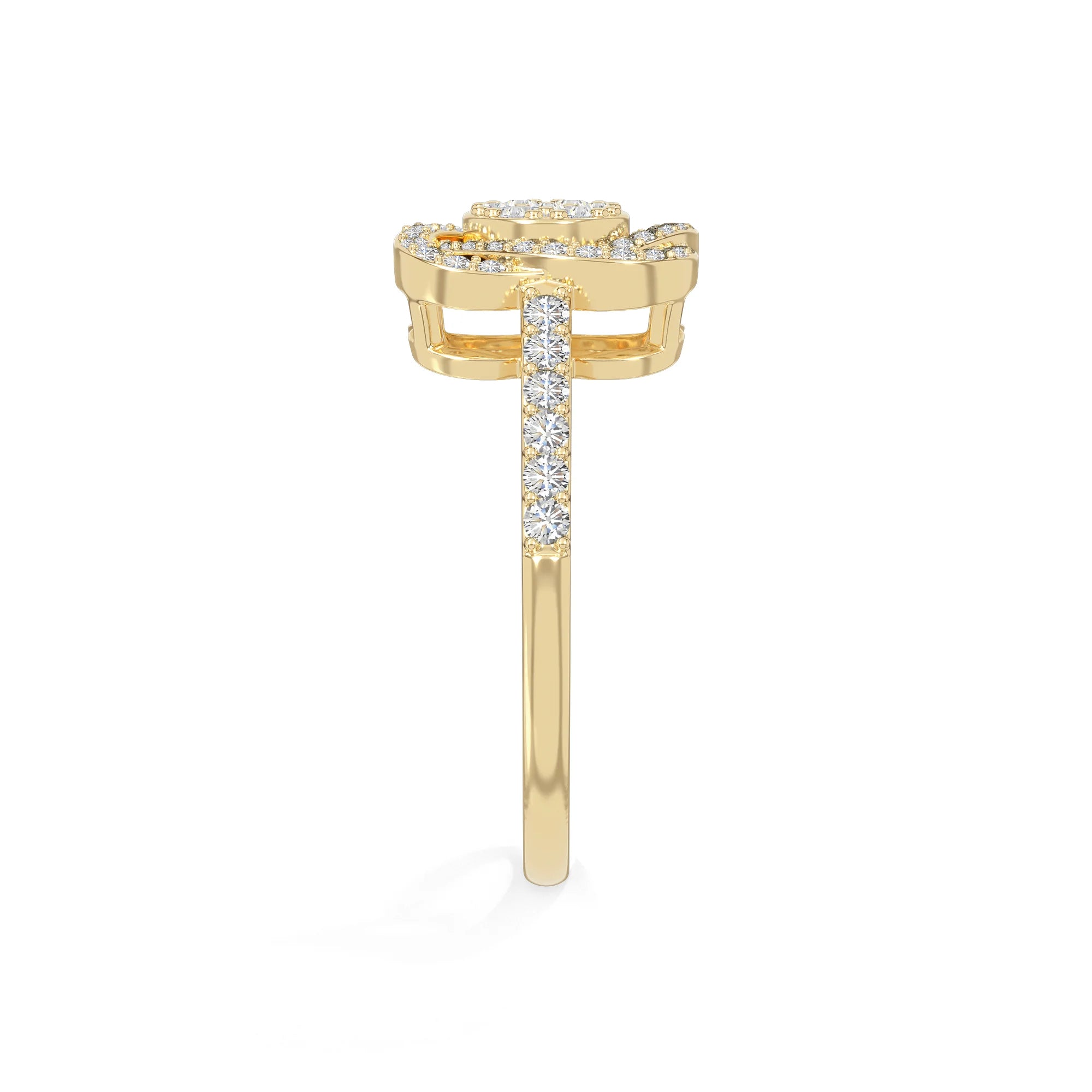 natural moissanite infinity promise rings in yellow gold vermeil