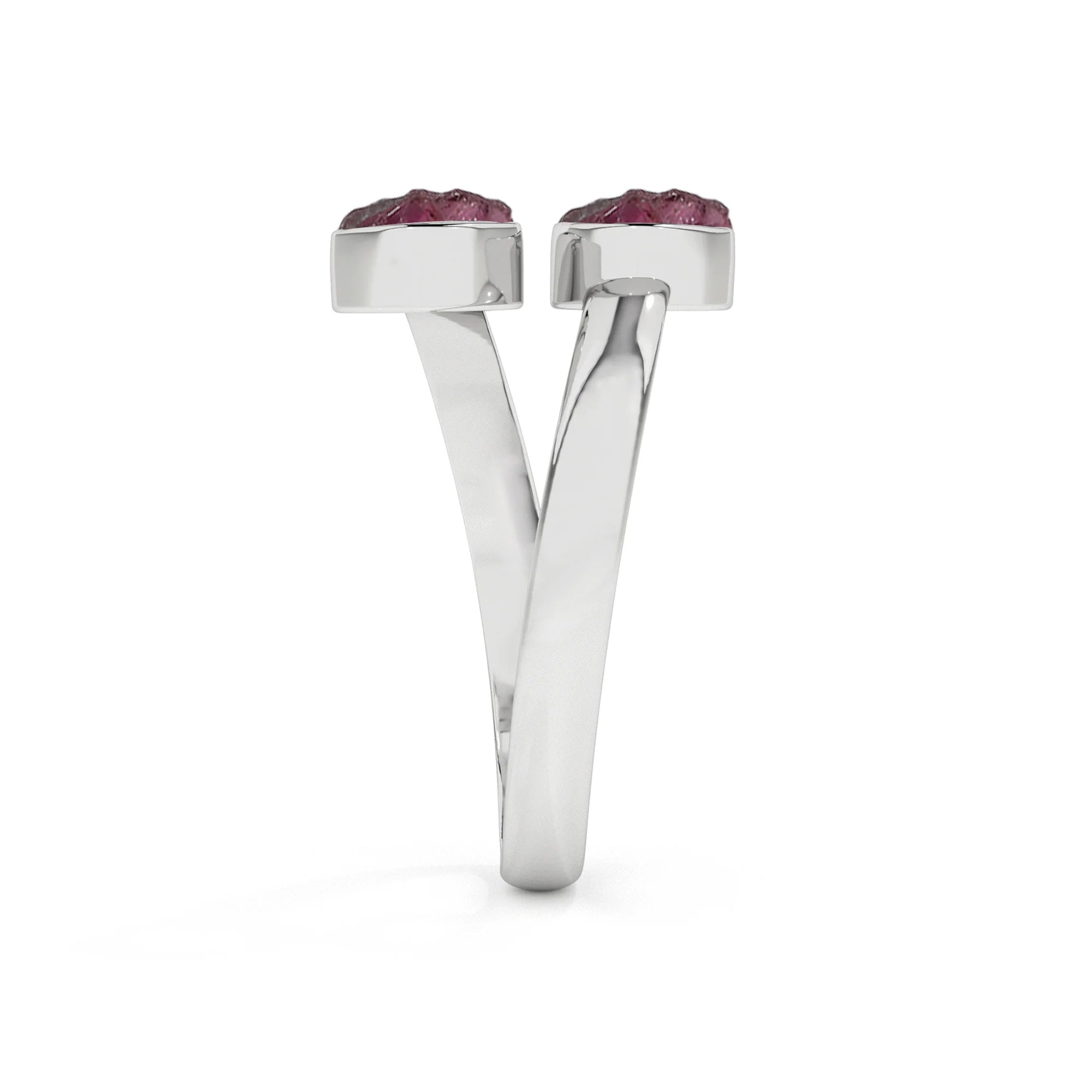 pink-tourmaline rough shape stackable bezel-set ring