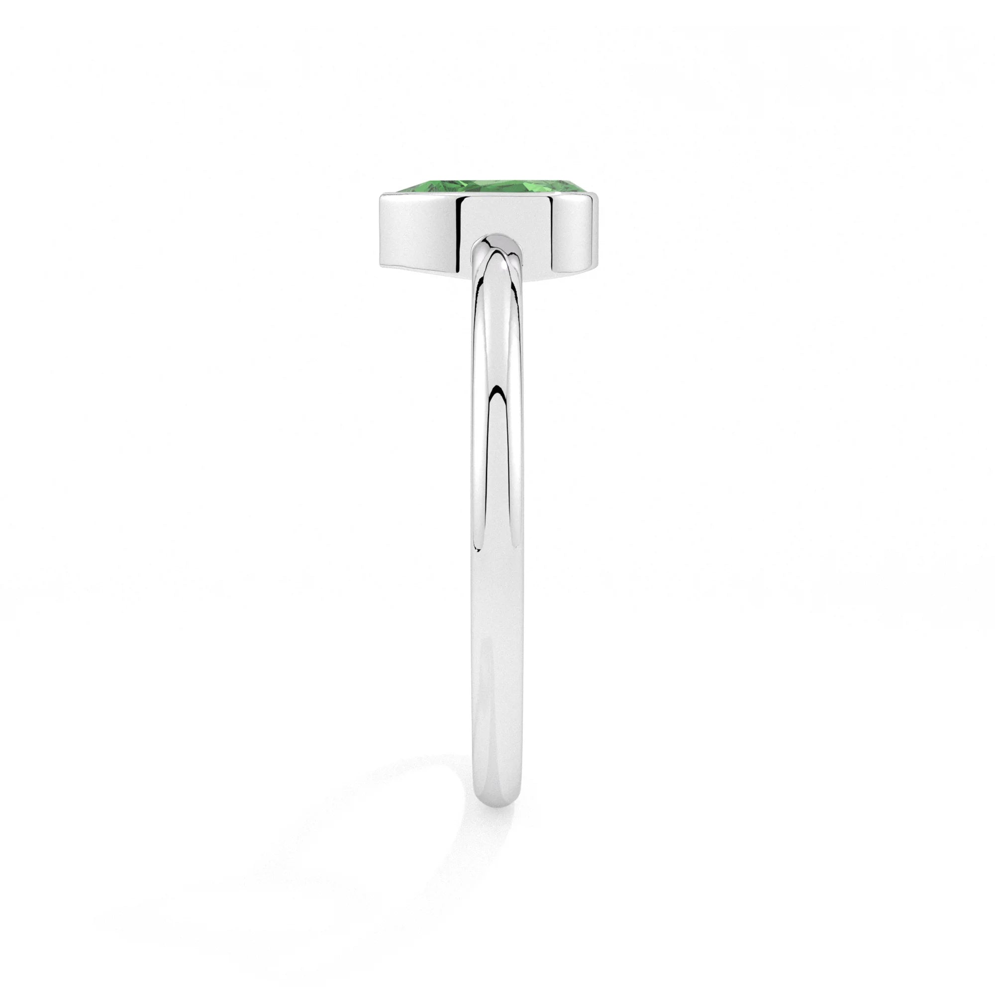 chrome diopside pear cut stackable bezel-set ring