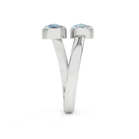 rainbow-moonstone rough shape stackable bezel-set ring
