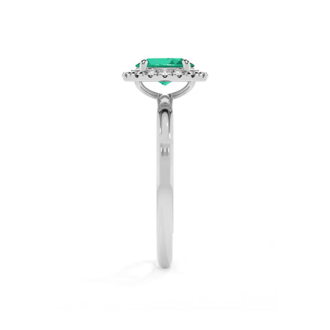 lab-grown emerald oval halo solitaire engagement ring