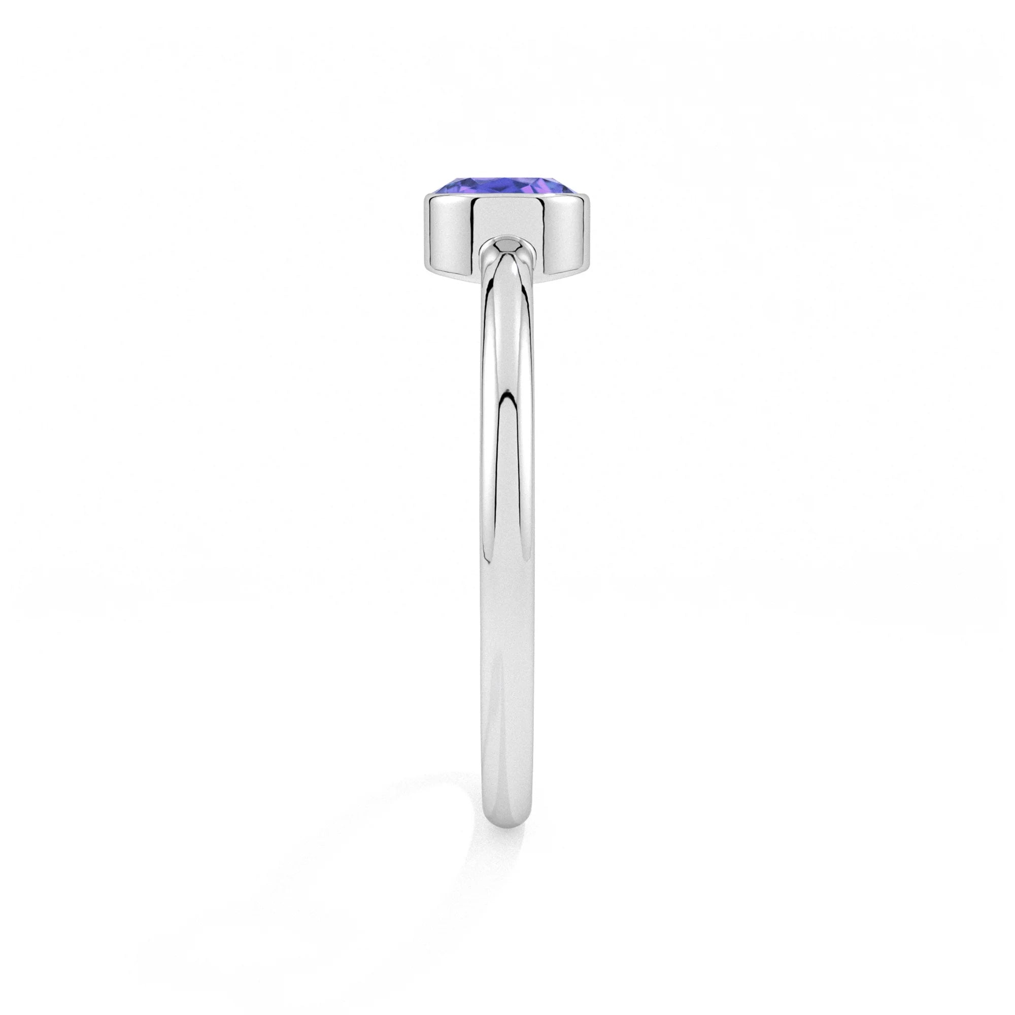 tanzanite round cut stackable bezel-set ring