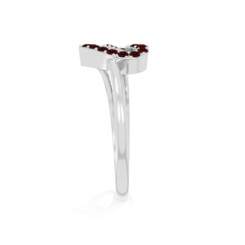 natural garnet heart promise rings in sterling silver 