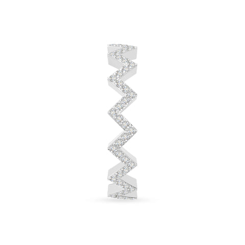 natural moissanite zig-zag wedding band rings in sterling silver 