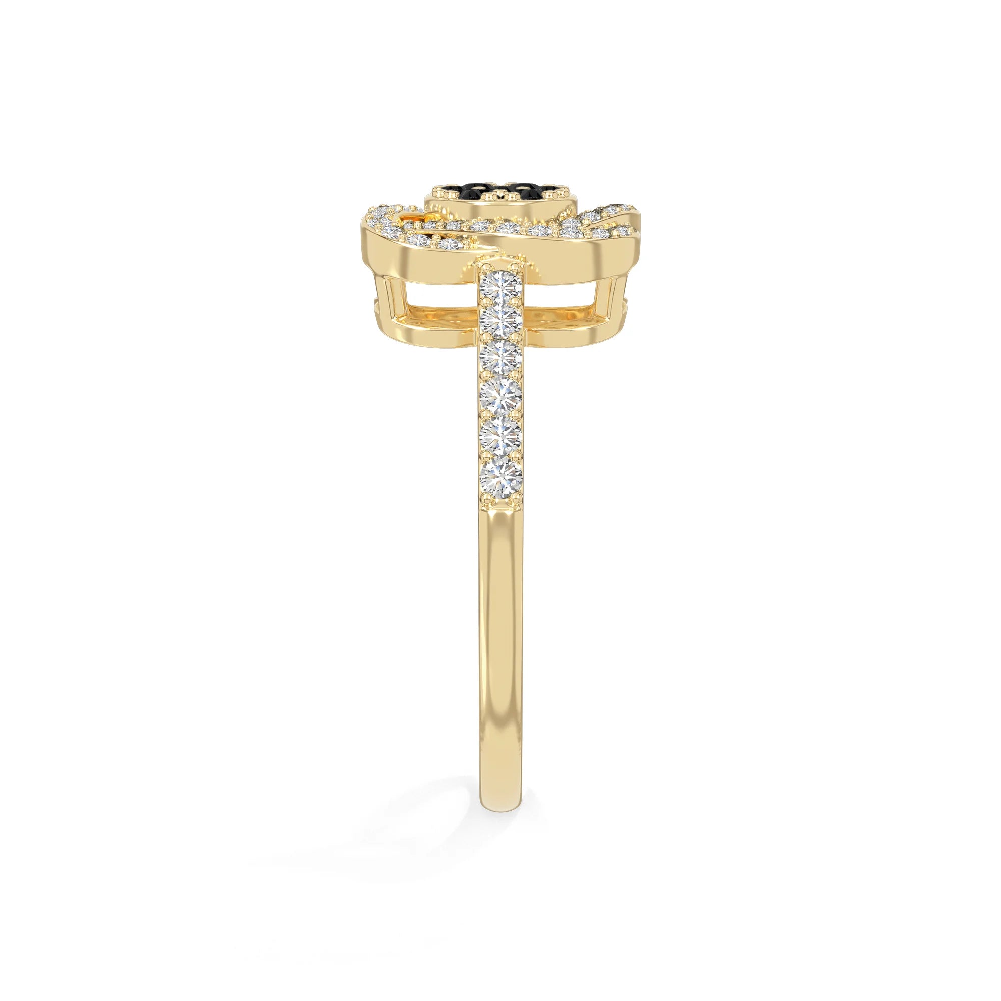 natural black onyx infinity promise rings in yellow gold vermeil