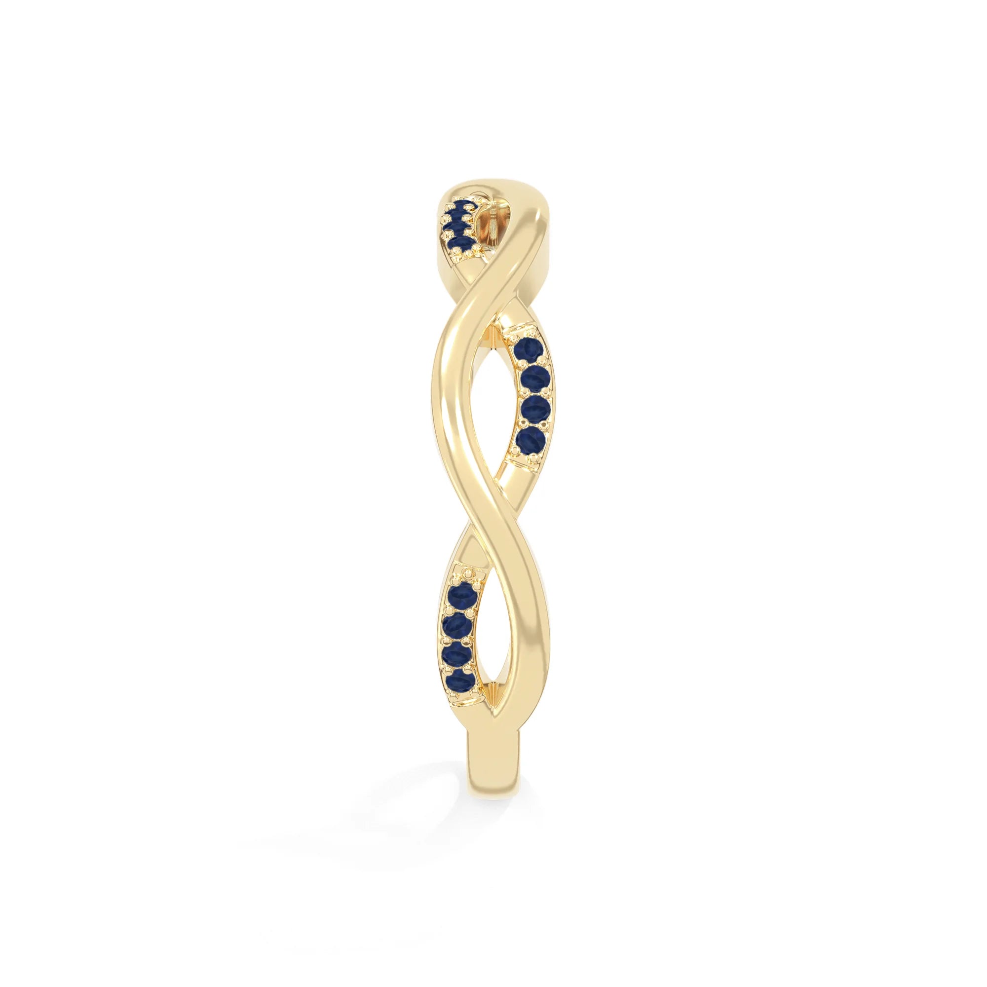 natural blue sapphire twisted wedding band rings in yellow gold vermeil