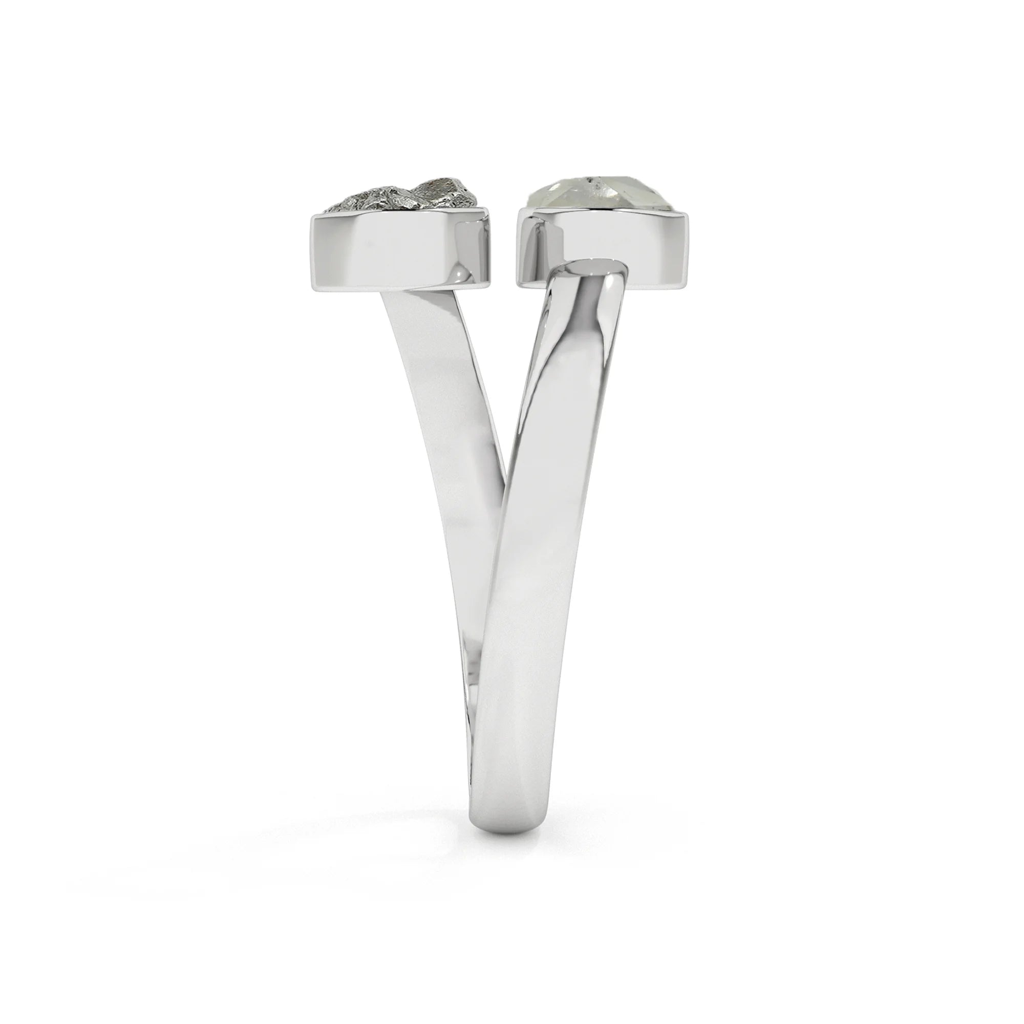 herkimer-meteorite rough shape stackable bezel-set ring