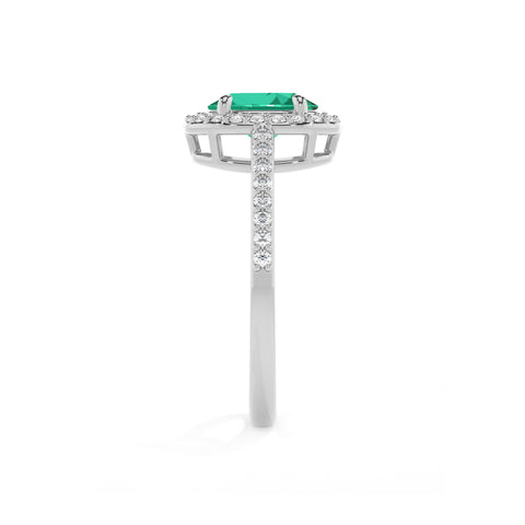 lab-grown emerald oval half eterity halo solitaire engagement ring