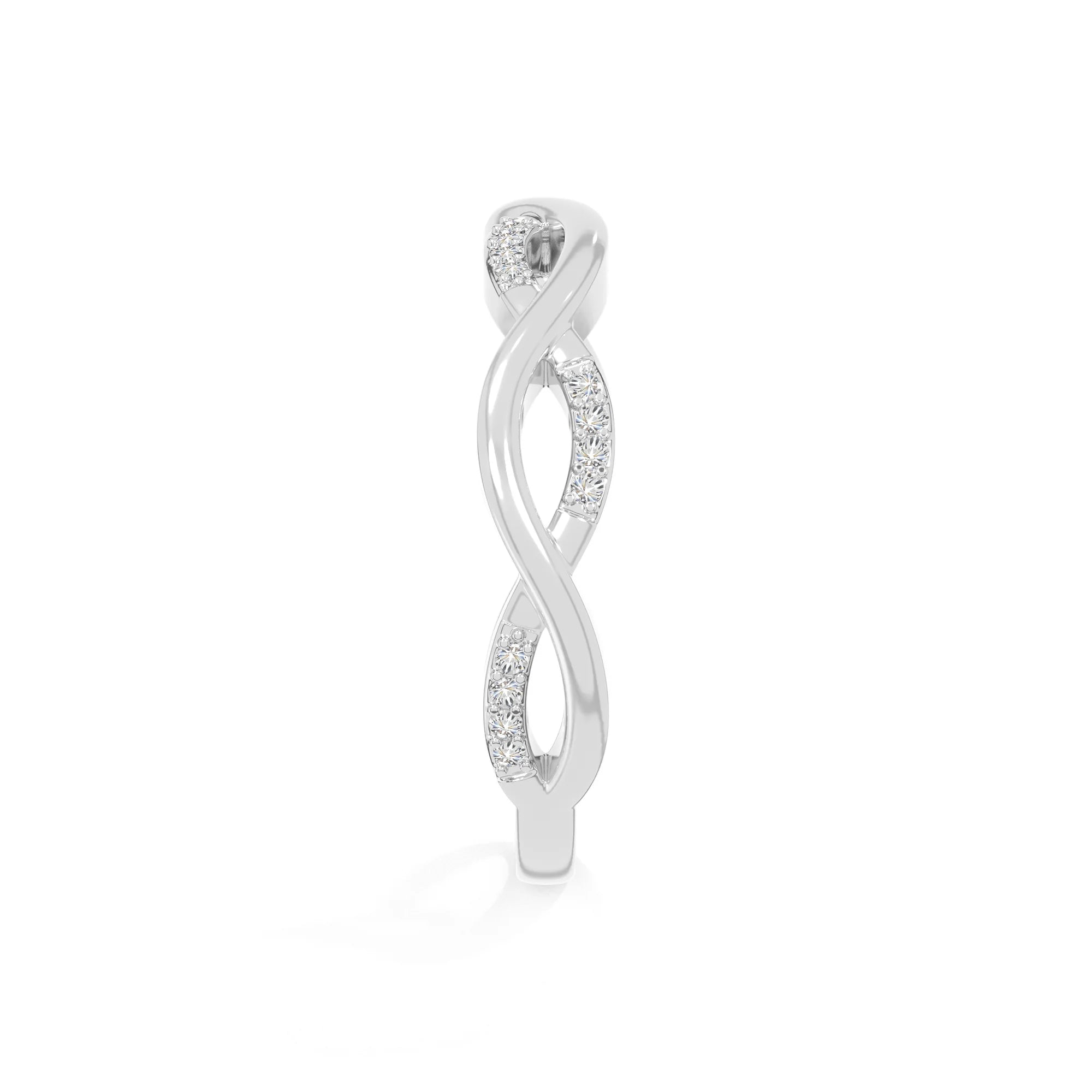 natural moissanite twisted wedding band rings in sterling silver 