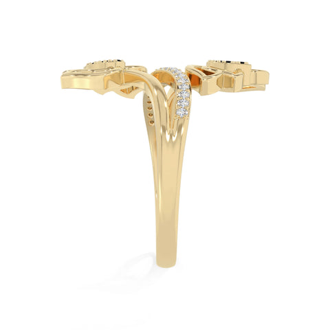 natural black onyx lotus blossom rings in yellow gold vermeil