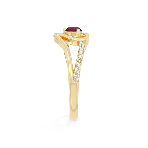 natural ruby heart promise rings in yellow gold vermeil
