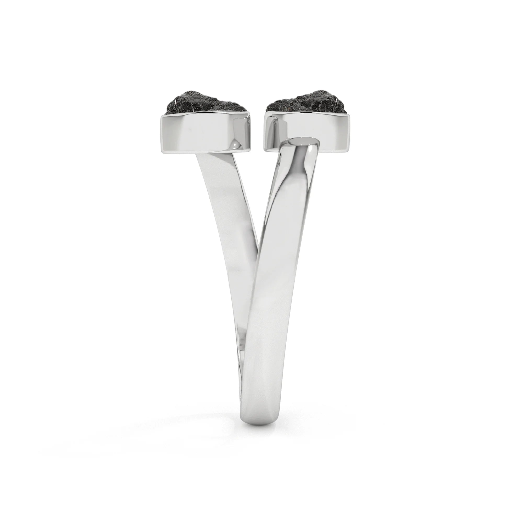 shungite rough shape stackable bezel-set ring