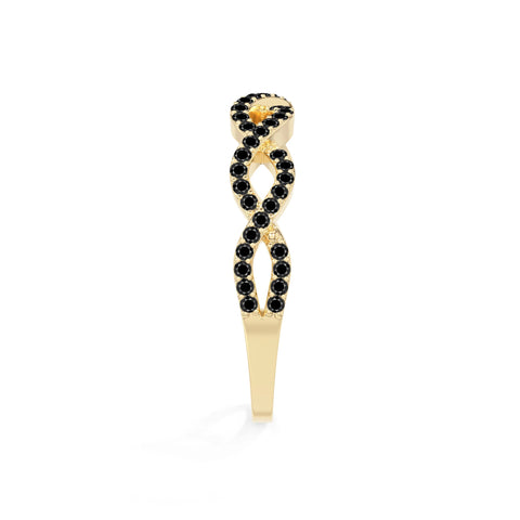 natural black onyx twisted wedding band rings in yellow gold vermeil
