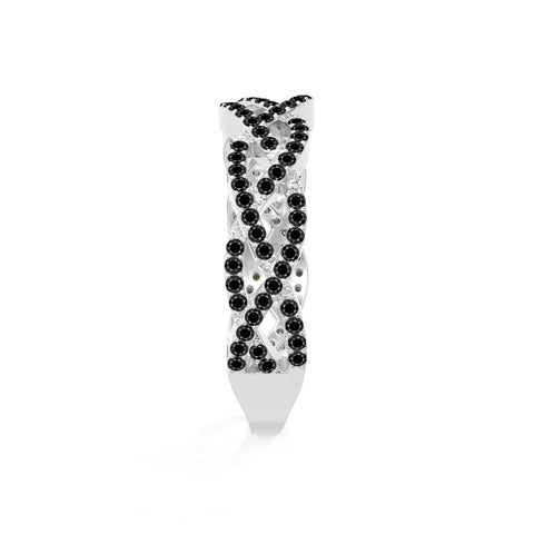 natural black onyx twisted braided wedding band rings in sterling silver 