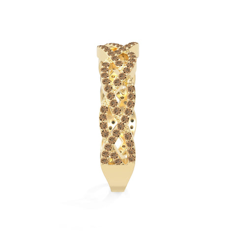 natural citrine twisted braided wedding band rings in yellow gold vermeil