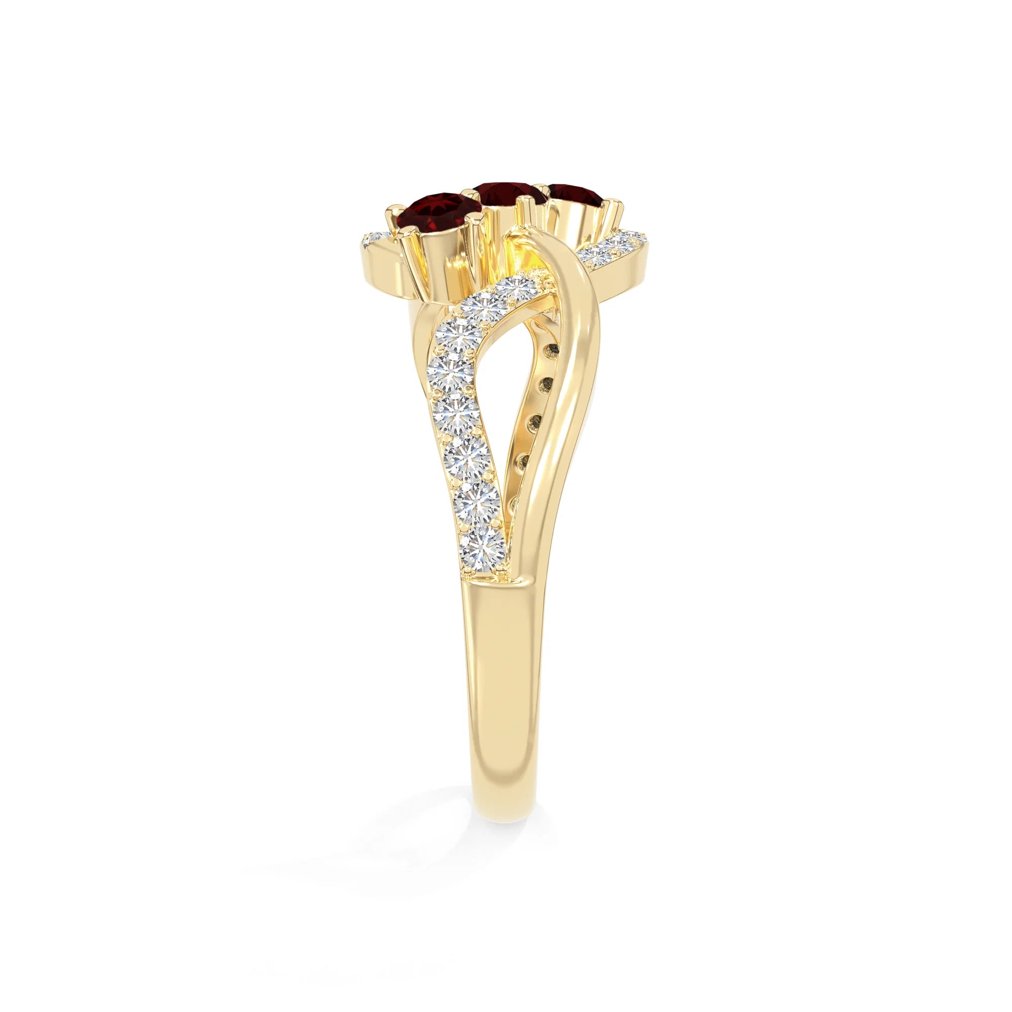 natural garnet infinity promise rings in yellow gold vermeil
