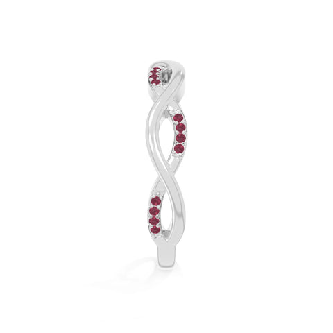 natural ruby twisted wedding band rings in sterling silver 