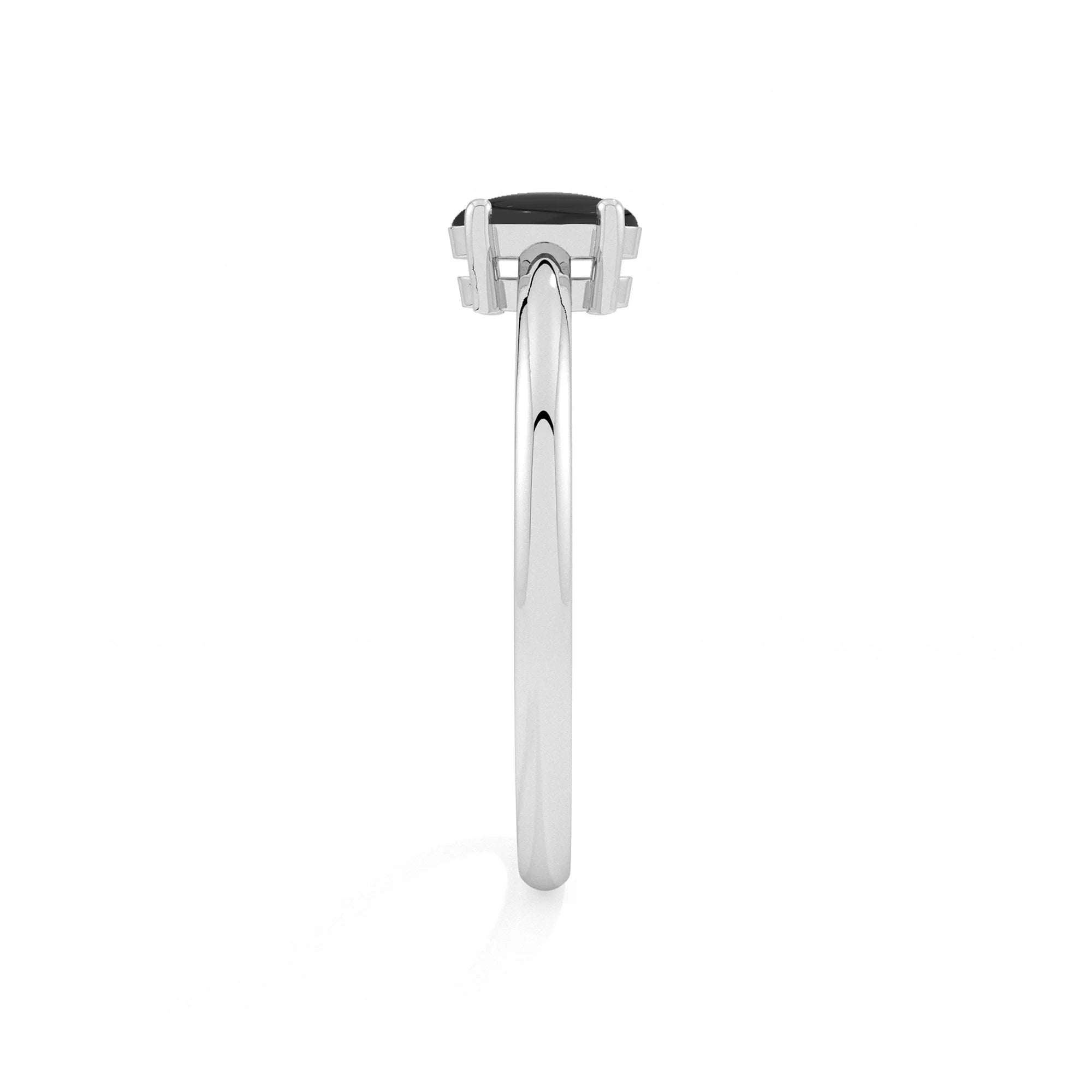 black onyx oval cab stackable prong-set ring