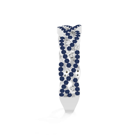 natural blue sapphire twisted braided wedding band rings in sterling silver 