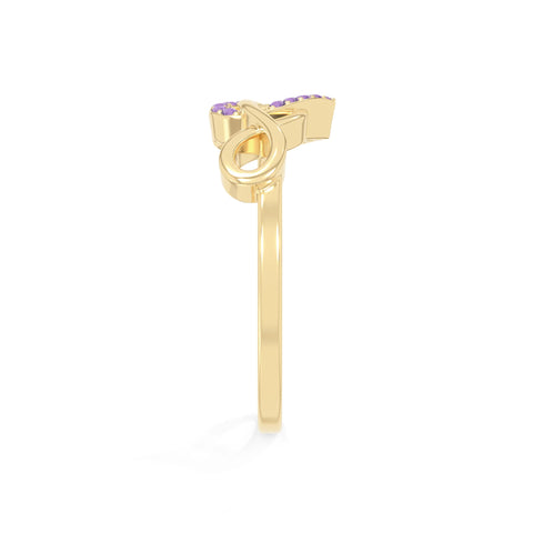 natural amethyst infinity heart promise rings in yellow gold vermeil