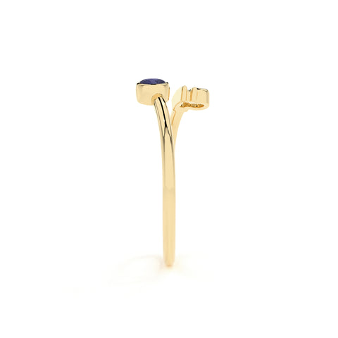 libra zodiac ring with natural iolite gold vermeil