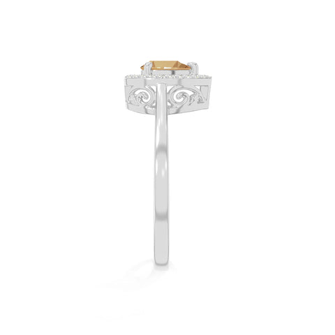 natural citrine solitaire halo engagement rings in sterling silver 