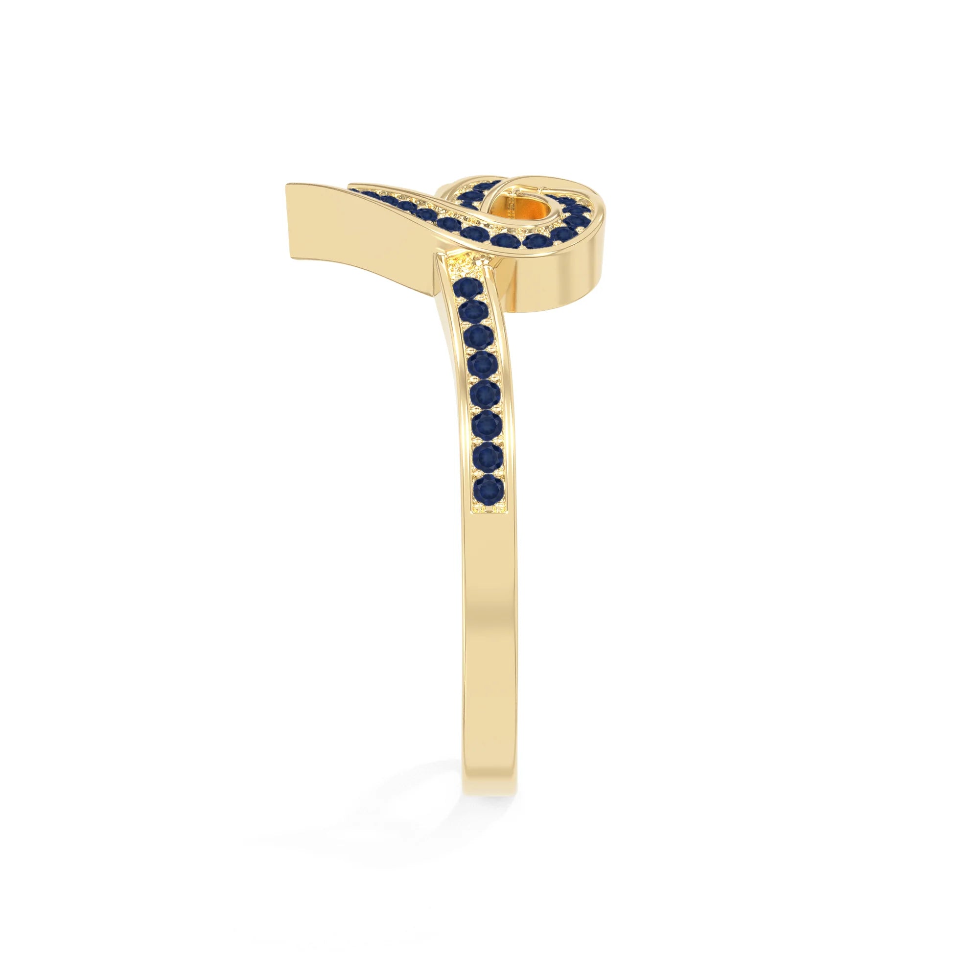 natural blue sapphire infinity knot heart promise rings in yellow gold vermeil