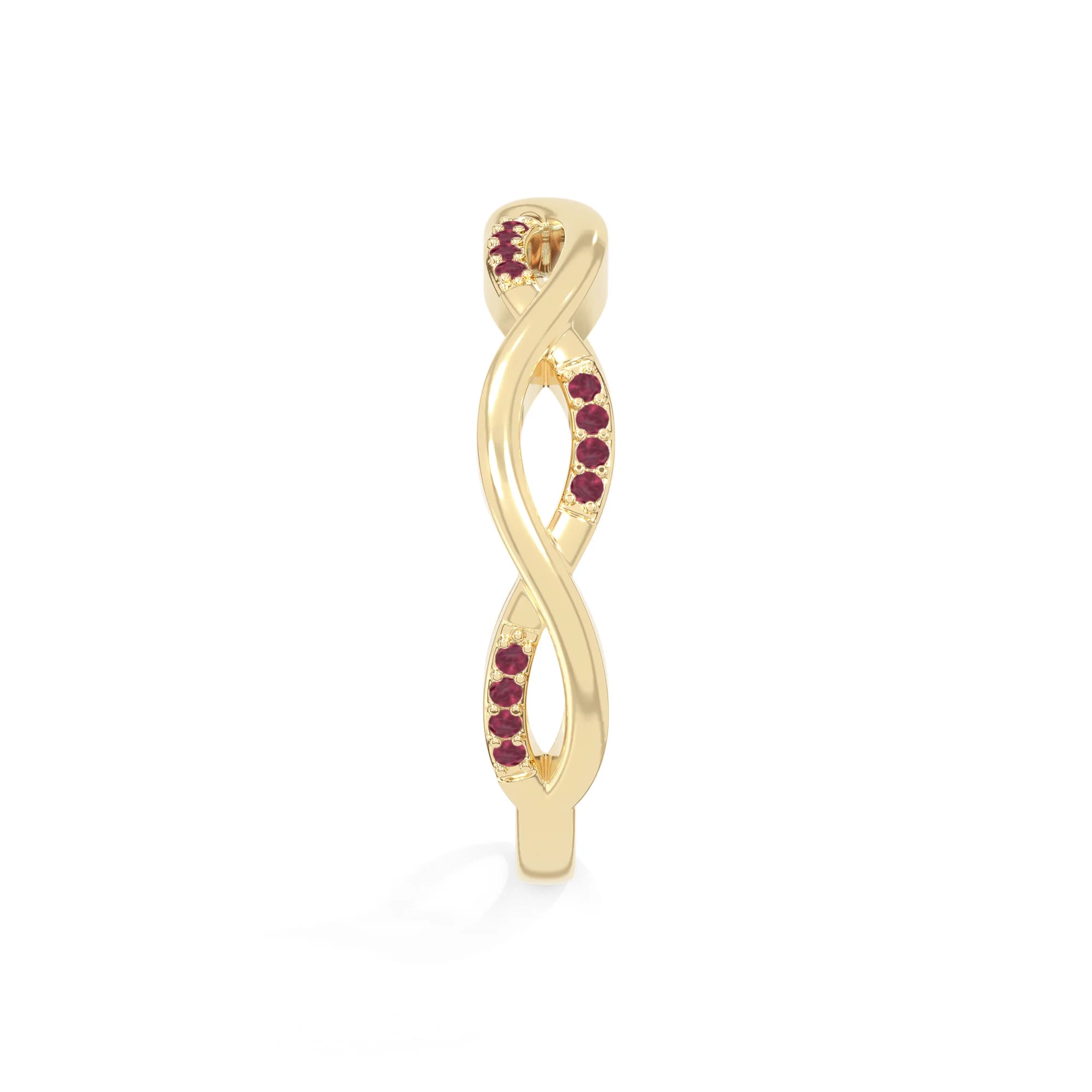 natural ruby twisted wedding band rings in yellow gold vermeil