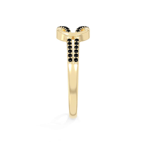natural black onyx infinity knot promise rings in yellow gold vermeil