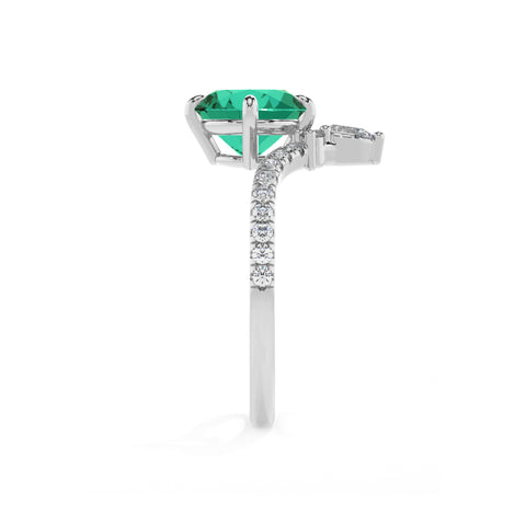 lab-grown emerald round solitaire engagement ring