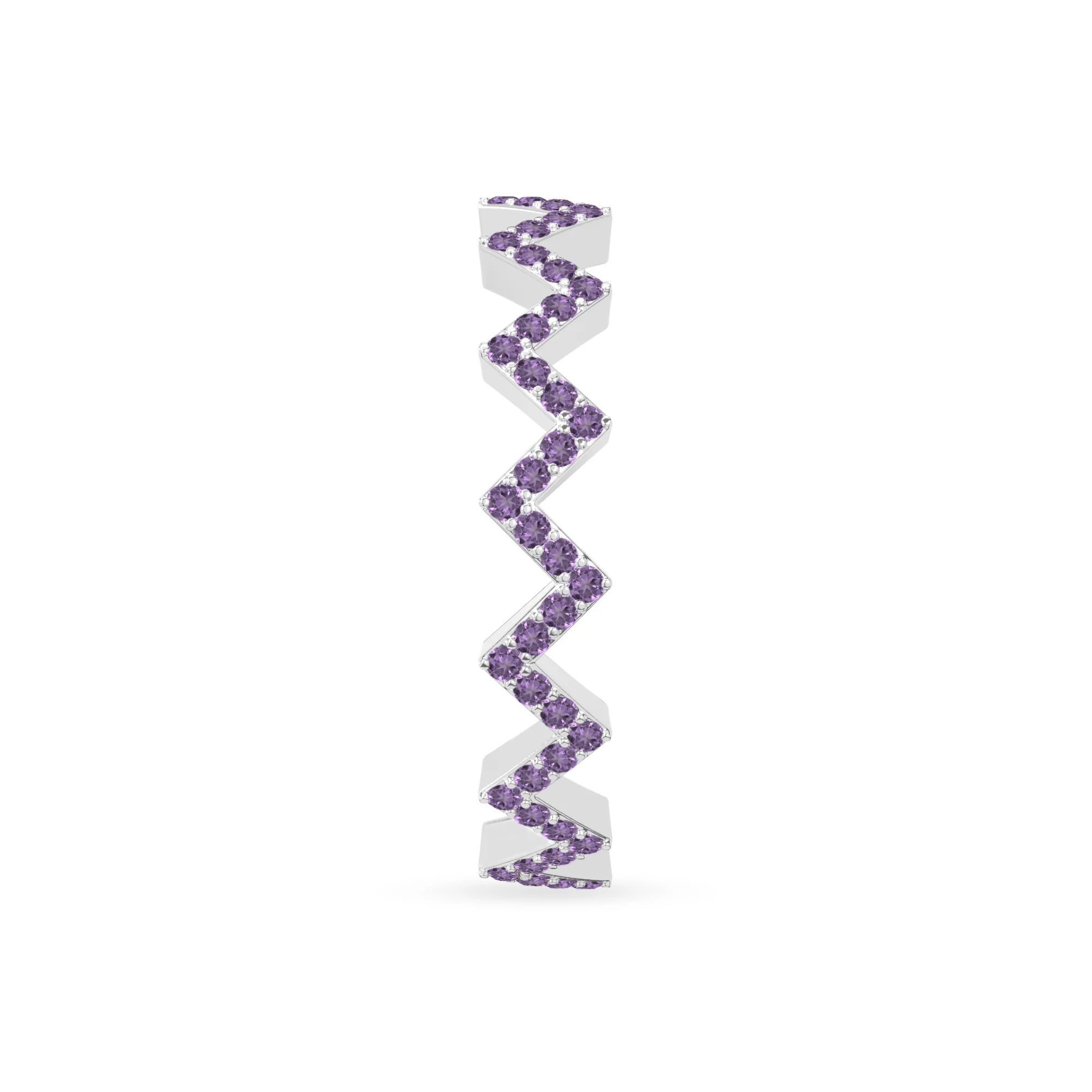 natural amethyst zig-zag wedding band rings in sterling silver 