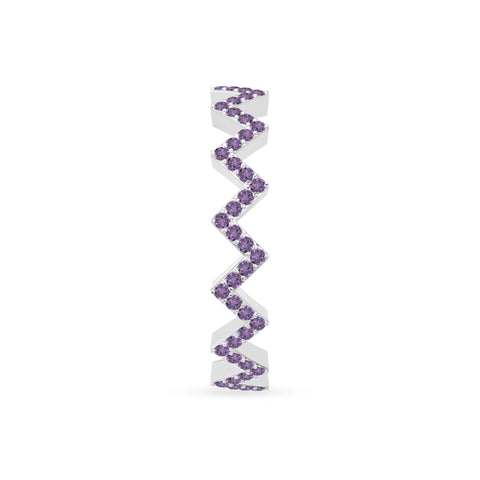 natural amethyst zig-zag wedding band rings in sterling silver 
