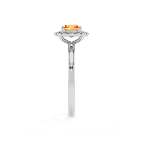 lab-grown citrine cushion halo solitaire engagement ring