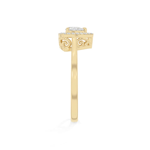 natural moissanite solitaire halo engagement rings in yellow gold vermeil