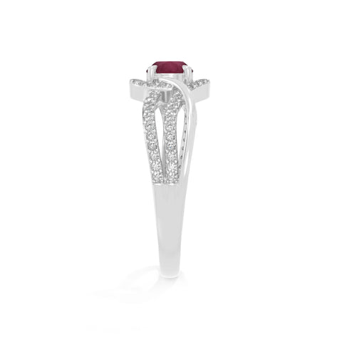 natural ruby solitaire engagement rings in sterling silver 