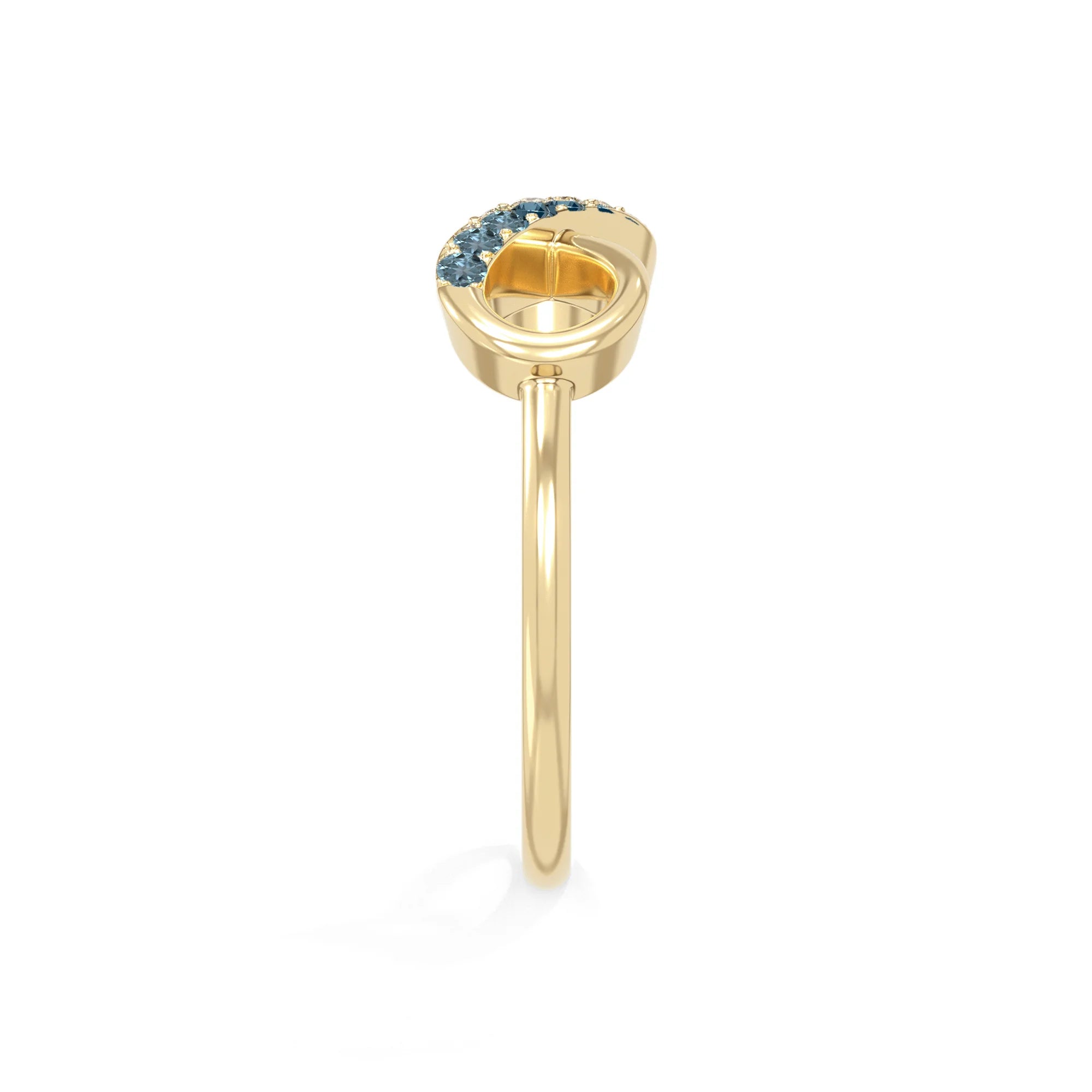natural london blue topaz infinity promise rings in yellow gold vermeil
