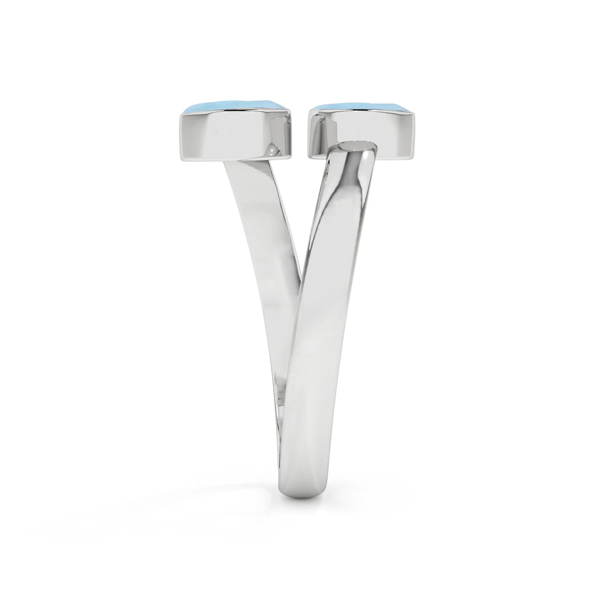 larimar rough shape stackable bezel-set ring