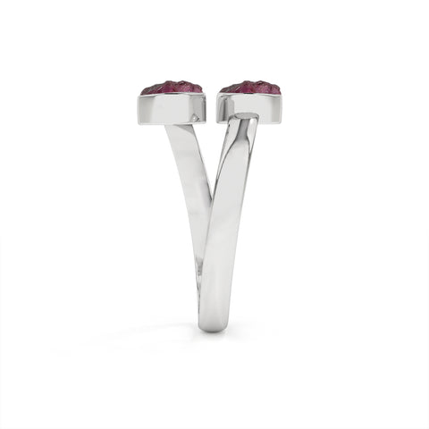 pink-tourmaline rough shape stackable bezel-set ring