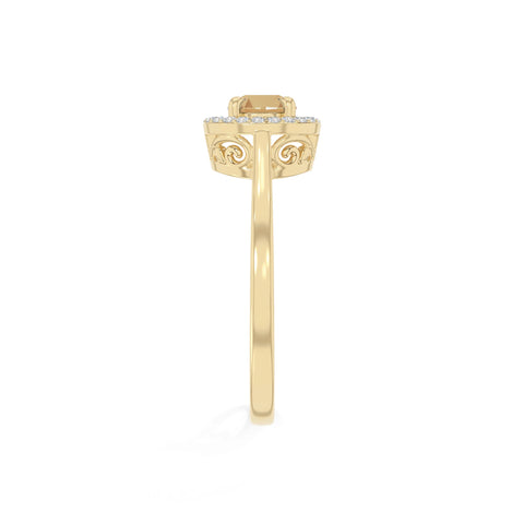 natural citrine solitaire halo engagement rings in yellow gold vermeil