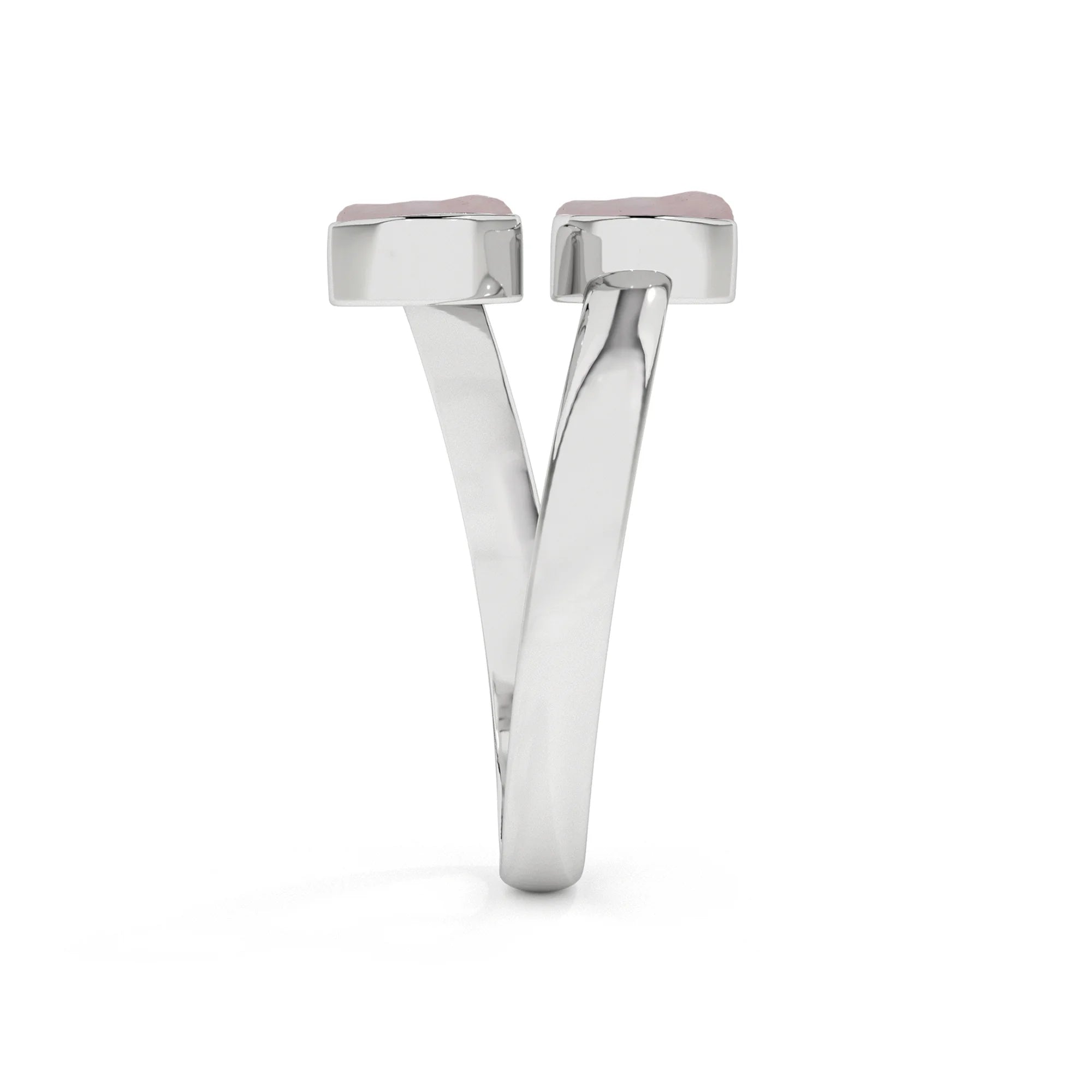 morganite rough shape stackable bezel-set ring