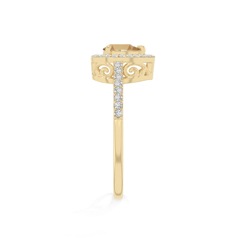 natural citrine solitaire halo engagement rings in yellow gold vermeil