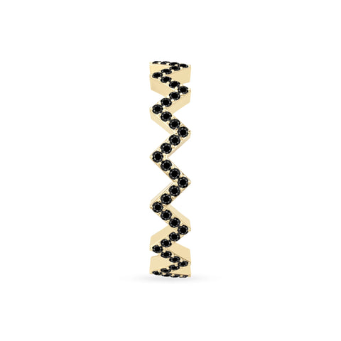 natural black onyx zig-zag wedding band rings in yellow gold vermeil